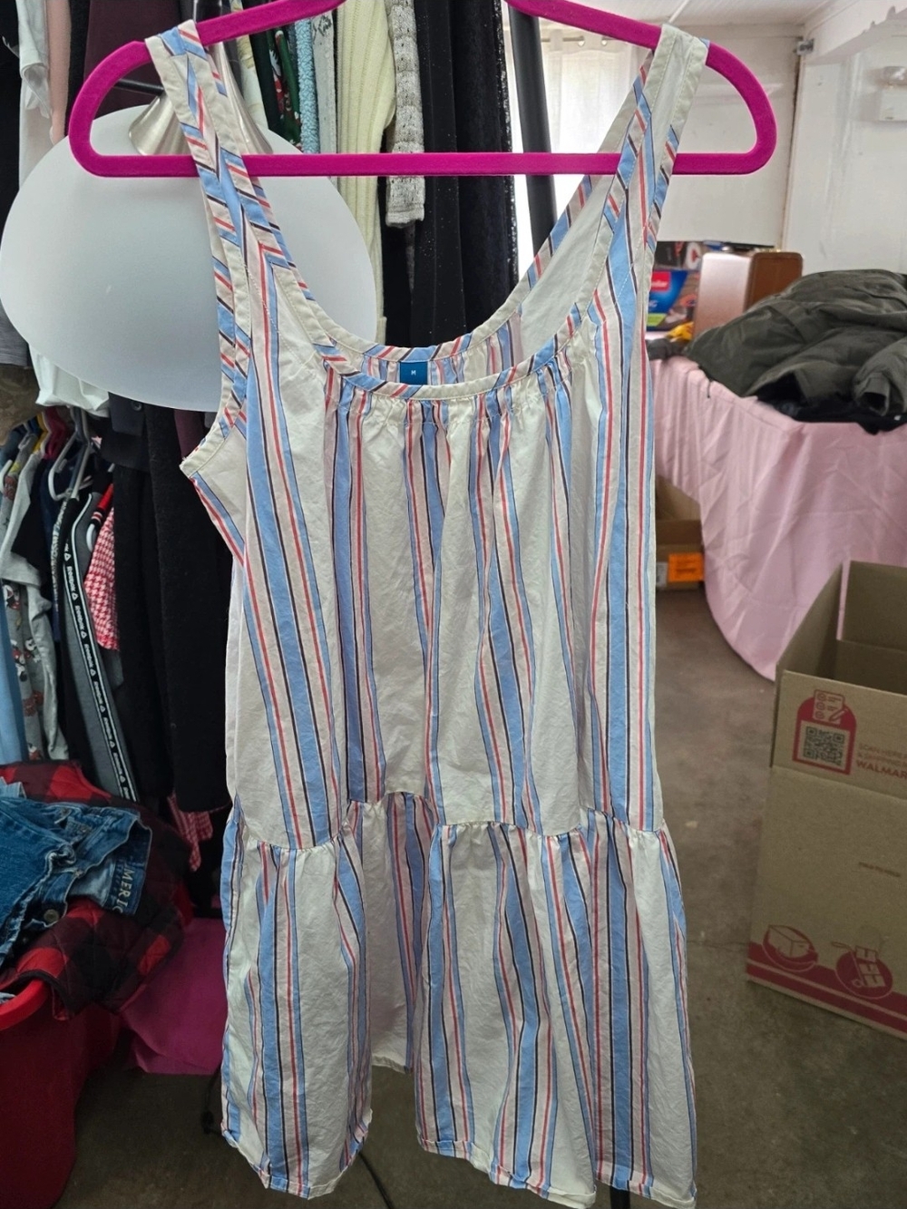 Old Navy White Dress with Blue and Red Stripes